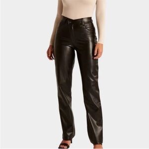 90s Straight Ultra High Rise Criss Cross Vegan Leather Pants